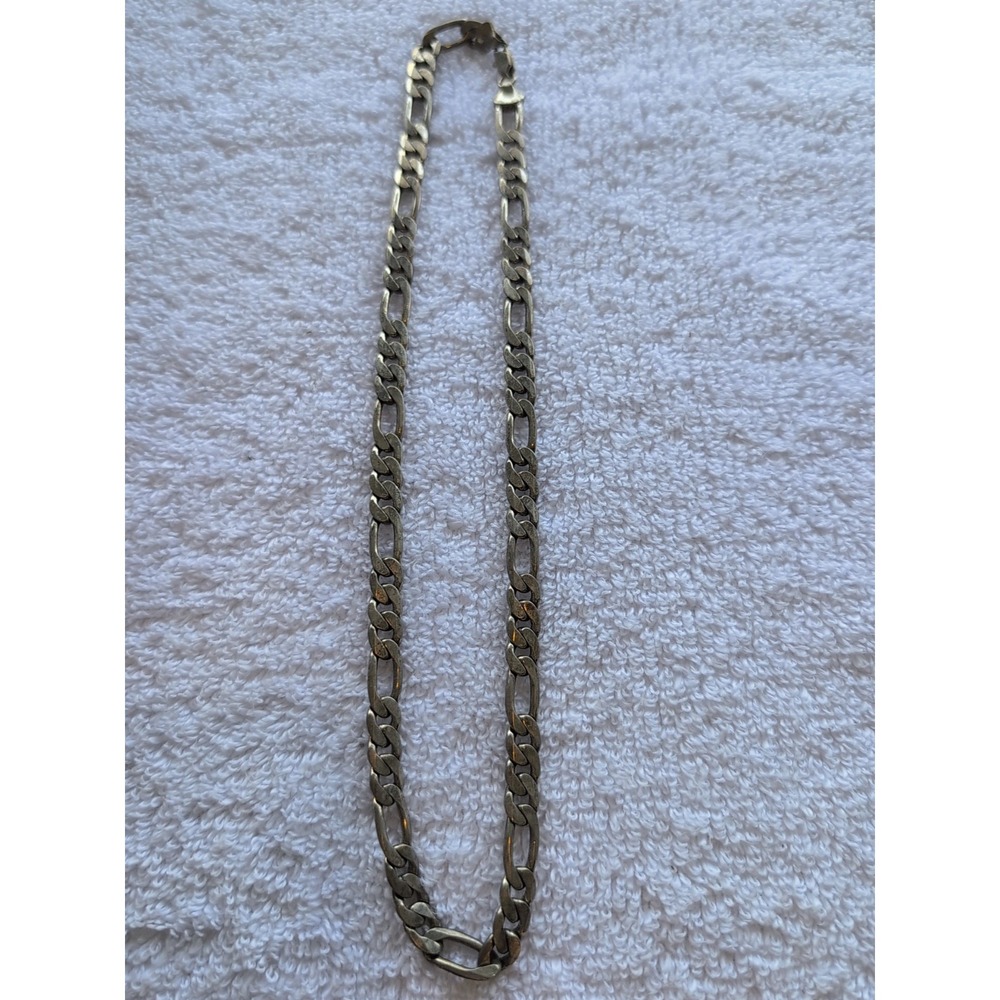 925 Sterling Silver Heavy Figaro Chain Necklace 18"